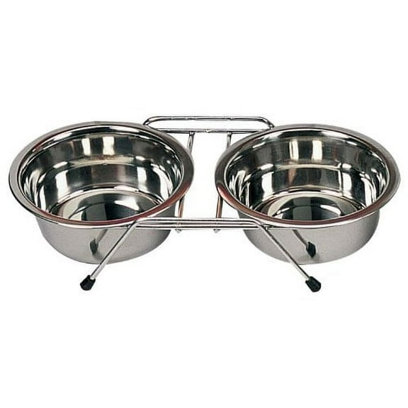 Stainless Steel Dog/Cat Food and Water Bowl w Stand - Pet Dish