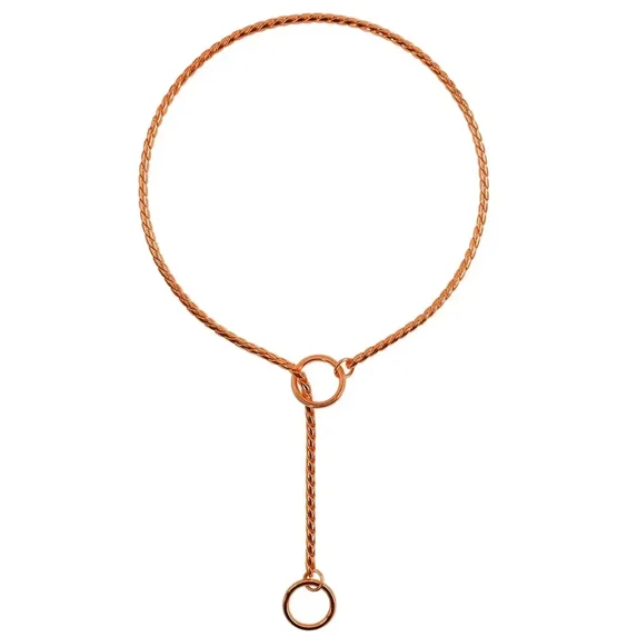 Stainless Steel Dog Choke Chain Collar Puppy Metal Snake Chain Pet Show Slip Collar Choker for Training Small Medium Large Dogs (Rose Gold,65cm)