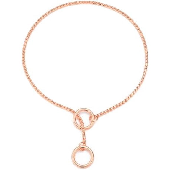 Stainless Steel Dog Choke Chain Collar, Puppy Metal Snake Chain Pet Show Slip Collar Choker for Training Walking (Rose Gold;16.0"*3.0mm)