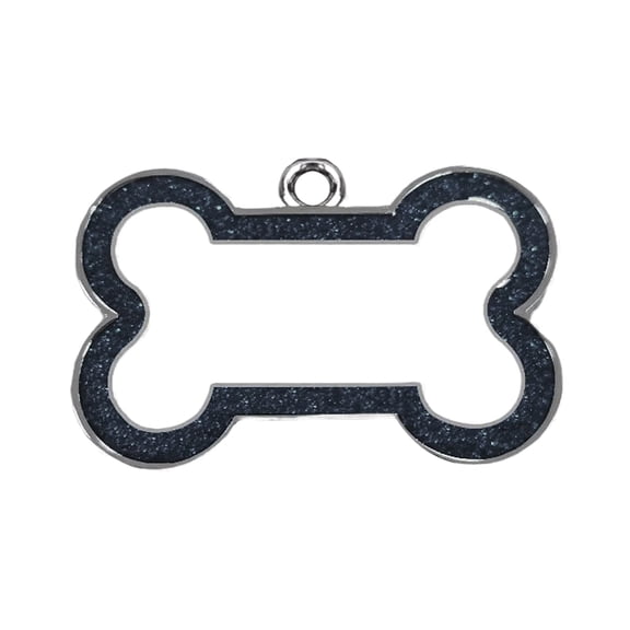 Stainless Steel Dog ID Tag with Glittery Bone Design, Custom Engraved Name Plate for Dogs and Cats, Black