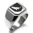 thumbnail image 1 of Tioneer Stainless Steel Dog Loyalty Coat of Arms Shield Engraved Square Flat Top Biker Style Polished Signet Ring, 1 of 1