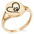 thumbnail image 1 of Stainless Steel Dog Paw Heart Minimalist Oval Top Polished Statement Ring, 1 of 1