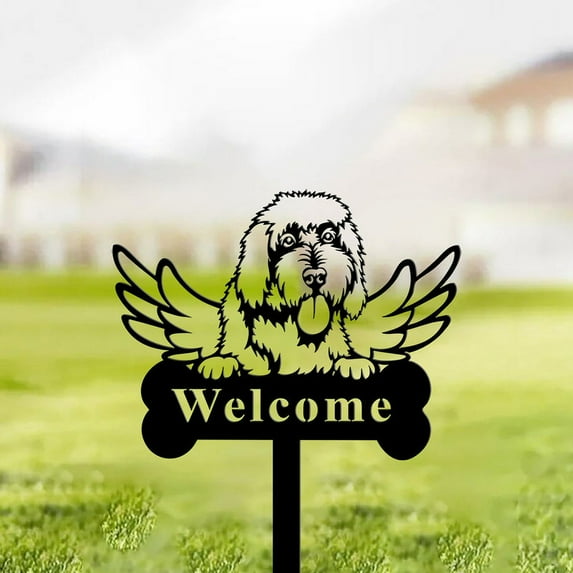 Stainless Steel Dog Statue Art Decor Garden Black Dog Silhouette Décor Animals Shape Yard Decoration Art Decoration for Yard Lawn Garden Pathway Outdoor