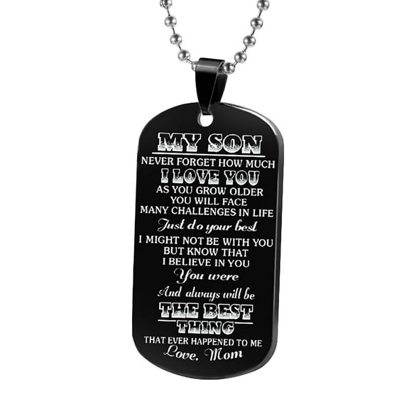 Stainless Steel Dog Tag Necklace, Rvkxad Inspirational Military Gift for Son, Engraved Lettering Pendant, 5x2.8cm with 60cm Chain, Non-Fade Rustproof Meaningful Graduation Birthday Gift