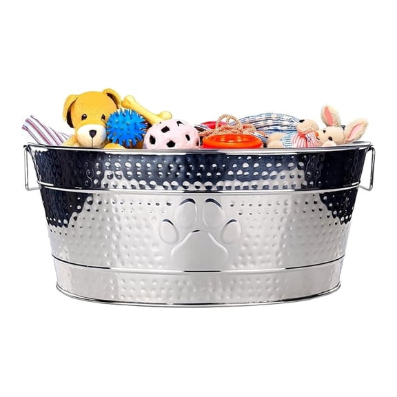Stainless Steel Dog Toy Storage Bin - Large 25 Quart Organizer Basket