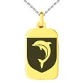 thumbnail image 1 of Stainless Steel Dolphin Diligence Coat of Arms Shield Engraved Small Rectangle Dog Tag Charm Pendant Necklace, 1 of 1