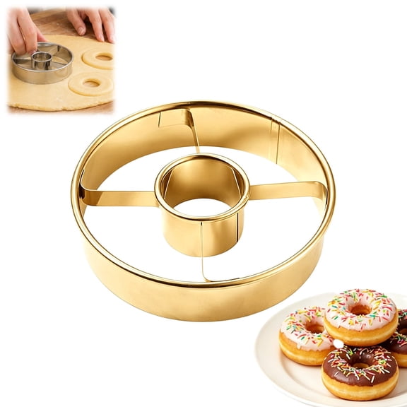Stainless Steel Donut Cutter, 3.86 Inch Doughnut Cutters Mold, Professional Baking Tool for Making Perfect Donuts, Bagels, Cookies, Biscuits, and More 1PCS,1PCS,Gold #002