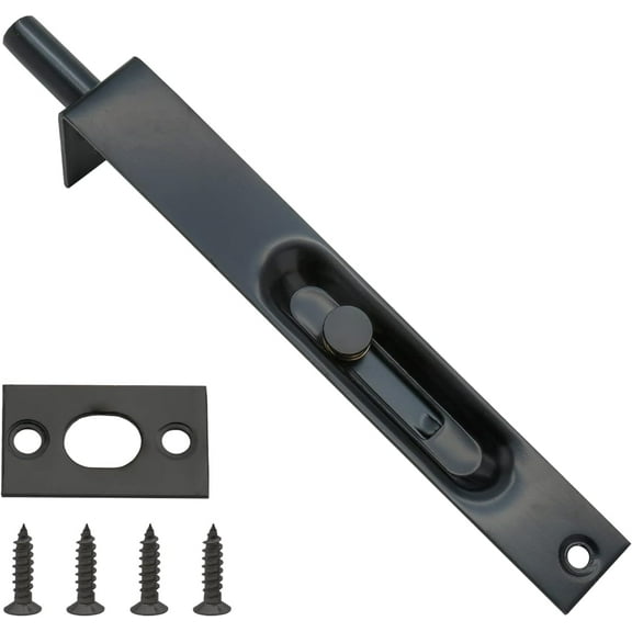 Stainless Steel Door Flush Bolt Latch 6 Inch L Type Lever Action Flush Slide Lock Bolt, Black