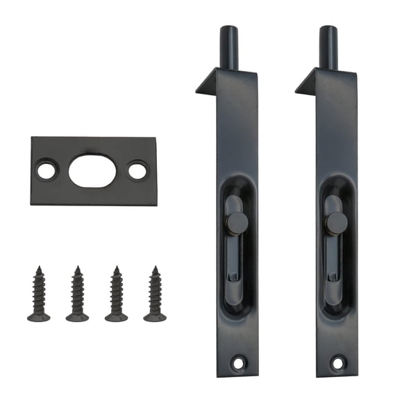 Stainless Steel Door Flush Bolt Latch L Type Lever Action Flush Slide Lock Bolt, Black