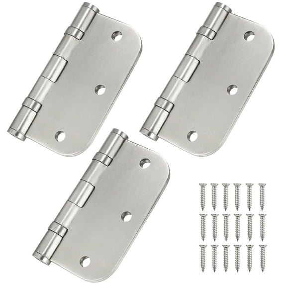Stainless Steel Door Hinges 3.5''X 3.5'' Ball Bearing Hinges Commercial Grade Heavy Duty Hinges with 5/8 Inch Radius Corners, Door Interior Metal Hardwares, 3 Pack