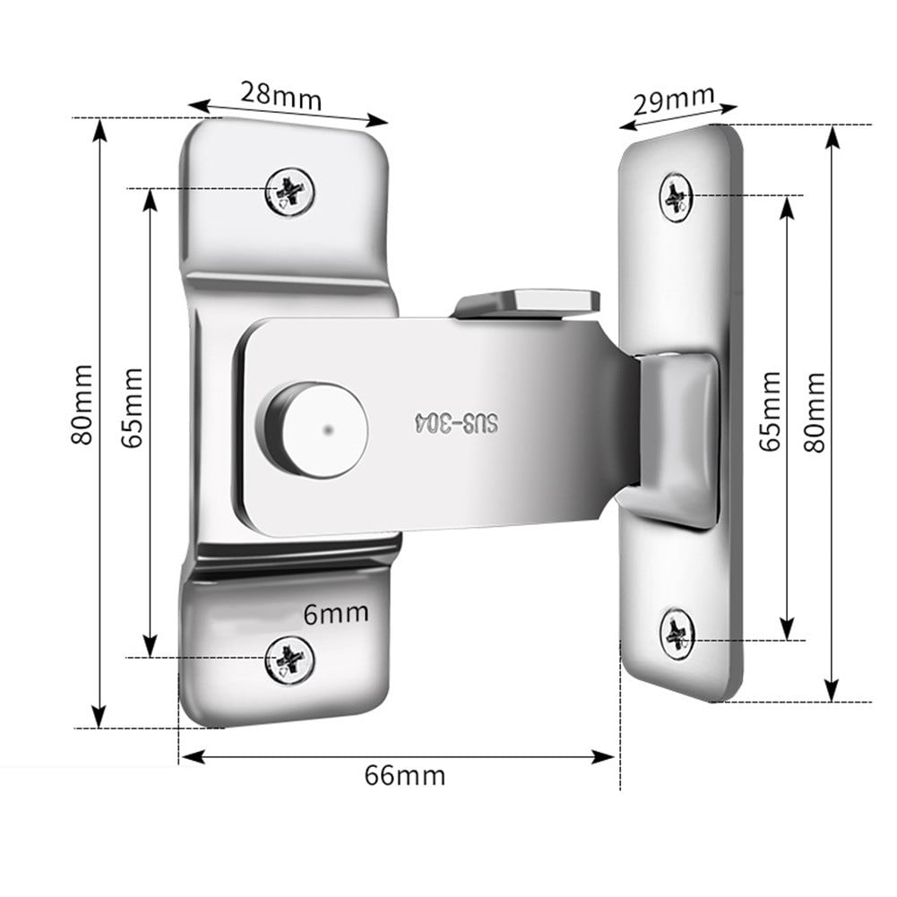 Stainless Steel Door Latch 90 Degree Door Buckle Security Sliding Chain
