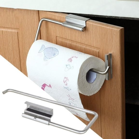 Stainless Steel Over The Door Paper Towel Holder, Roll Paper Rack for Kitchen, Cabinet Towel Hook And Napkin Holder, Space Saving Design for Confined Kitchens, Easy Access And , Paper Towel Holder*1