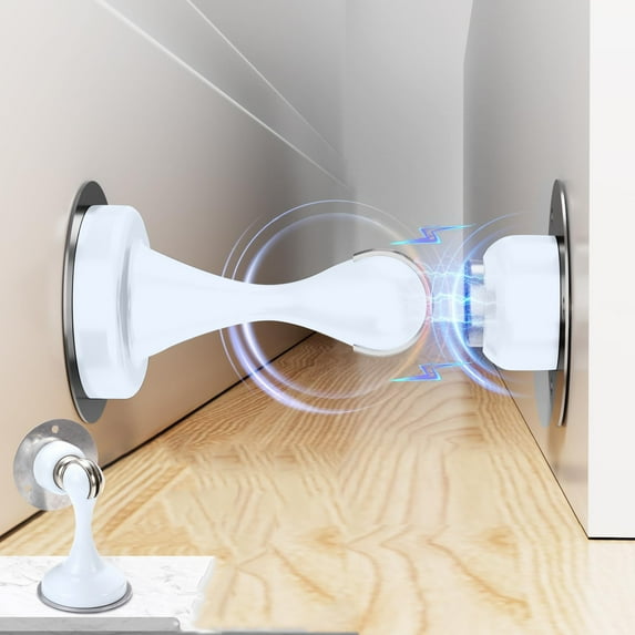 Stainless Steel Door Stop - No Drill Magnetic Door Holder With Thickened Design, Quiet & Anti - Collision, For Bedroom Doors, Bathroom Doors