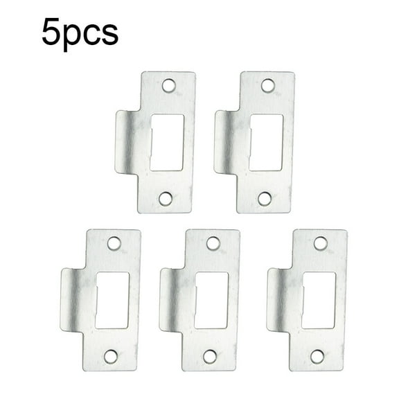 Stainless Steel Door Strike Plate for Standard Tubular Latch, Adjustable Two Piece Replacement for Swinging Doors, Chrome Plated Finish, 2.72x1.48x0.03 Inch, Silver(5pc)