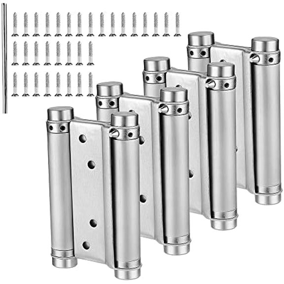 Stainless Steel Door Swing Hinge,4 Pack 5 inches Self Closing Double Action Spring Hinges for Cafe Saloon Pub Doors Gate, with Pins Screws$$Tools & Hardware Other