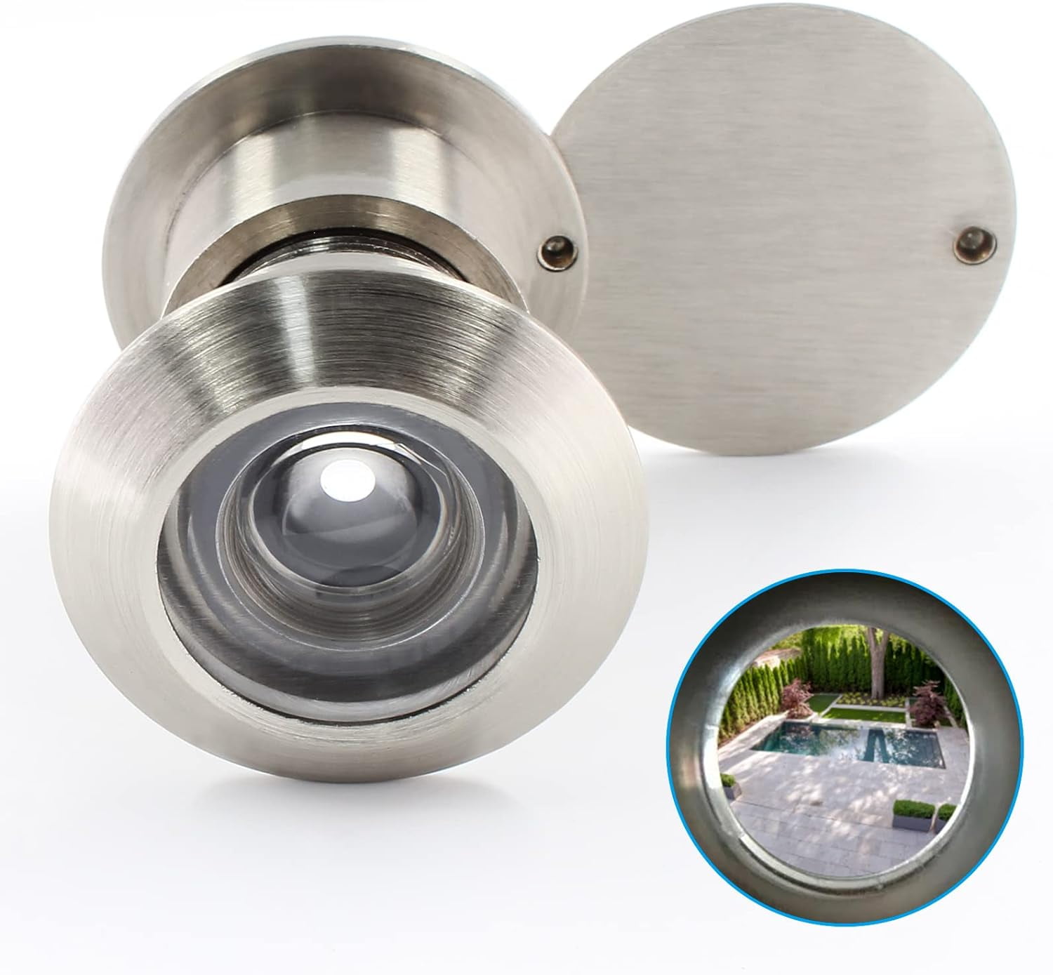 Stainless Steel Door Viewer, 220-Degree Wide Angle, Security Peep Hole with Privacy Cover