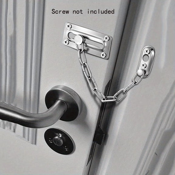 Stainless Steel Door Wedge Chain Lock Guard - Heavy Duty Home Security Door Stop with Child Safety Lock, Easy Installation, Compatible with Standard Doors