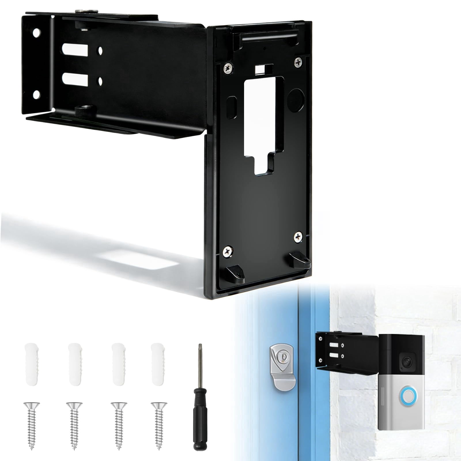 Stainless Steel Doorbell Mount for Ri-ng(2nd Gen), Doorbell Extender Mount, Adjustable 3.5" to 5.9"