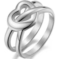 thumbnail image 1 of Stainless Steel Double Band Heart Shaped Promise Statement Wedding Valentines Anniversary Propose Ring, 1 of 3