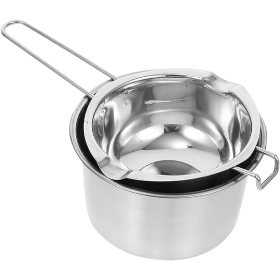 Stainless Steel Double Boiler Pot Set for Melting Chocolate Candy Candle Soap and Wax - 600ml Inner 16cm Outer Kitchen Use
