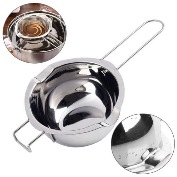 Stainless Steel Double Boiler Pots Universal Insert Melting Pot-Double Boiler Insert, Double Spouts, Heat Handle-Chocolate Butter Cheese Caramel Melting Pots,Baking Tools