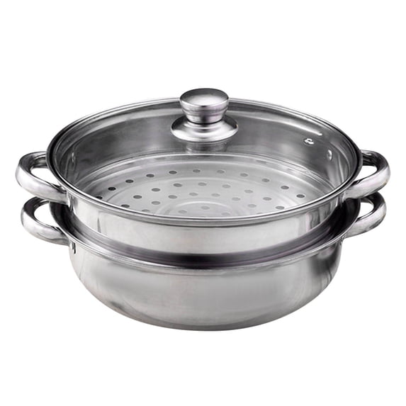Stainless Steel Double Boiler Steamer Pot for Kitchen Cooking Activates Gentle Steam for Vegetables and Notable Durable 2-Piece Steamer Pot Set for Daily Use in Home Cooking