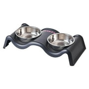 Stainless Steel Double Bowl Cat Food Dish Pet Bowl Durable Easy Clean Ideal for Meals Water for Kitty Dining