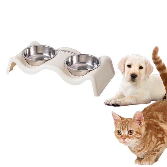 Stainless Steel Double Pet Bowl Durable Elevated Feeder For Cats And Dogs Easy Clean Dining Dishes