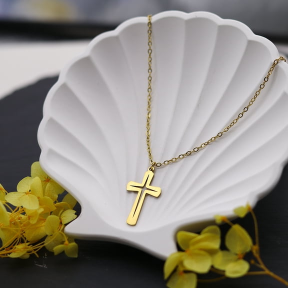 Stainless Steel Double Cross Pendant Necklace For Women Men Charm Minimalist Religion Jewelry Male Chokers Chrismas Gifts