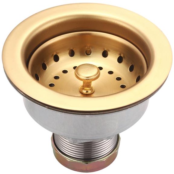 Stainless Steel Double Cup Basket Strainer, PVD Brushed Gold