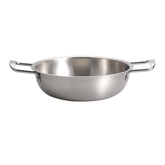 Stainless Steel Double Ear Dutch Oven Pot, 1PC 18cm Induction Compatible, For Soup Seafood Mini Hot Pot, Silver (A)