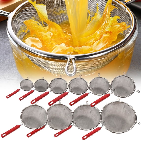 Stainless Steel Double Ear Handheld Flour Sieve, Fine Mesh Baking Sifter for Powdered Sugar & Cocoa, Kitchen Strainer, Multiple Sizes