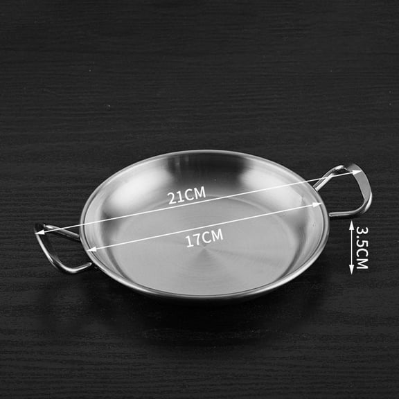 Stainless Steel Double-Eared Snack Tray Snack Tray Dried Fruit Tray Thickened 17cm Silver