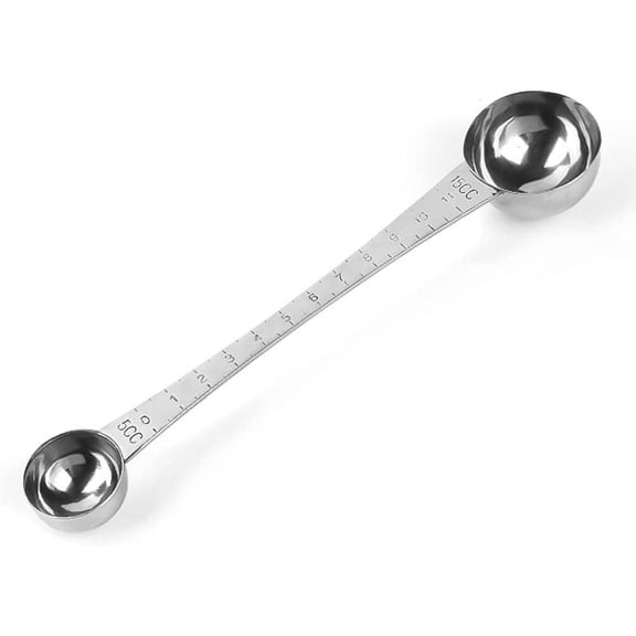 Stainless Steel Double Ended Coffee Scoop Long Handle Measuring Spoon, 15ml and 5ml