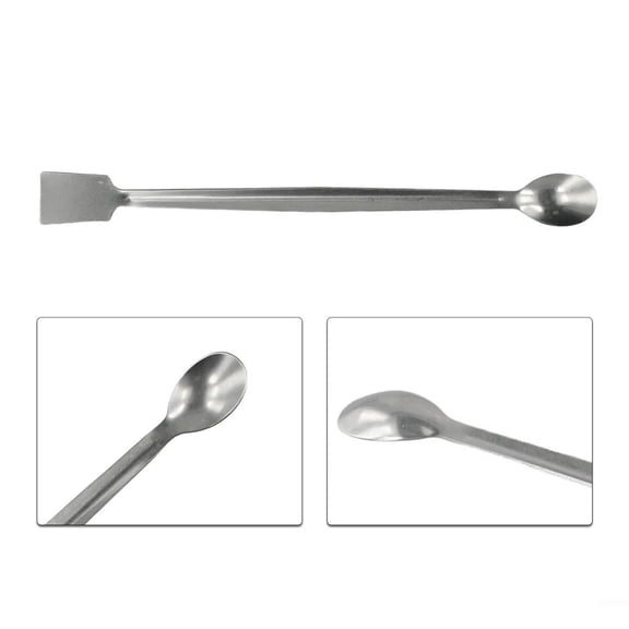 Stainless Steel Double-Ended Laboratory Spatula, 20cm Reagent Sampling Scoop Spoon, Flat and Curved End Mixer for Science and Kitchen Weighing(As show)