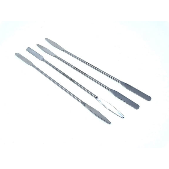 Stainless Steel Double Ended Micro Lab Spatula Sampler, Round & Tapered Arrow End, 7" Length, 4/Pack
