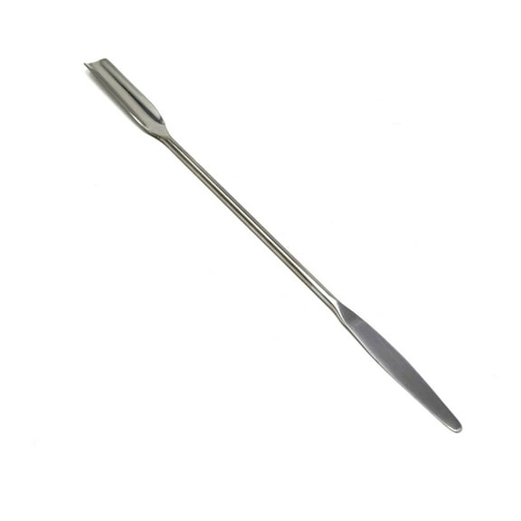 Stainless Steel Double Ended Micro Lab Spatula Sampler, Semi Circle Scoop Spoon & Tapered Arrow End, 7" Length