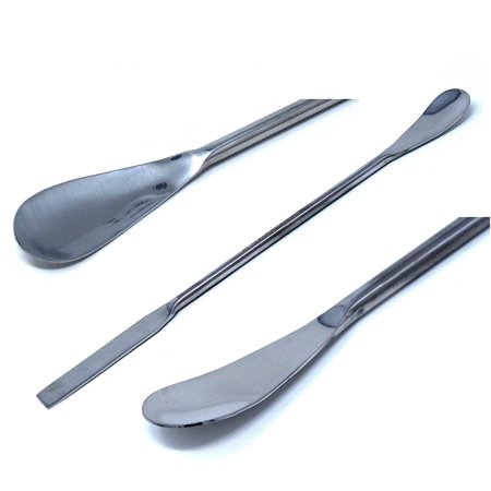 Stainless Steel Double Ended Micro Lab Spatula Sampler, Square & Flat Spoon End, 7" Length, 4/Pack