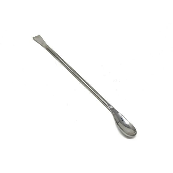 Stainless Steel Double Ended Square & Angled Right Spoon Sampler Lab Spatula, 7" Length