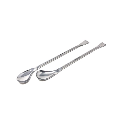 Stainless Steel Double Ended Square & Lab Spoon Sampler Lab Spatula 7? Length (Set of 2: Right and Left Angled)