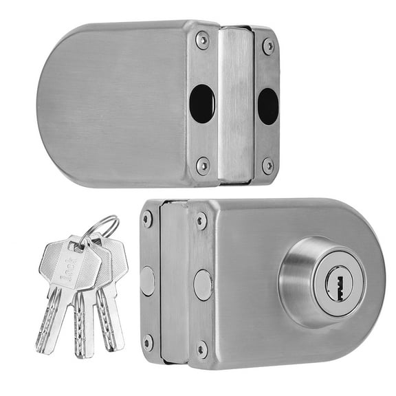 Stainless Steel Double Frameless Glass Door Lock with Dual Bolts, Swing & Push Sliding Mechanism, 10-12mm/3.9-4.7in Sarapandan