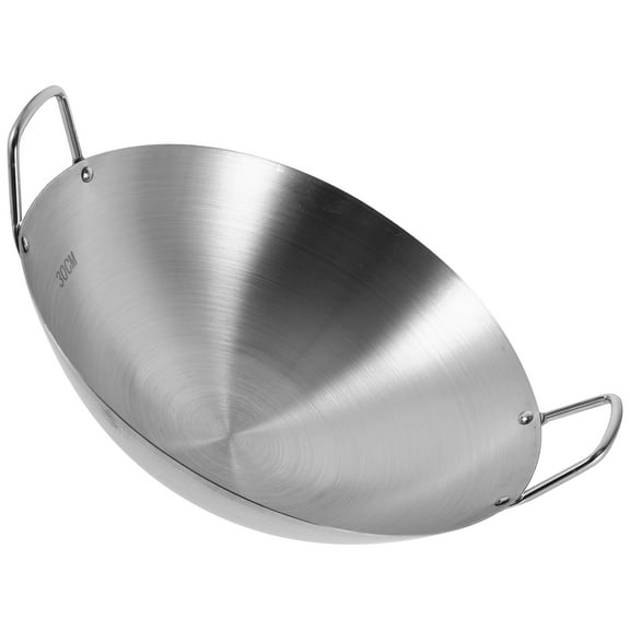 Stainless Steel Double Handle Wok Practical Wok Kitchen Utensil Household Wok