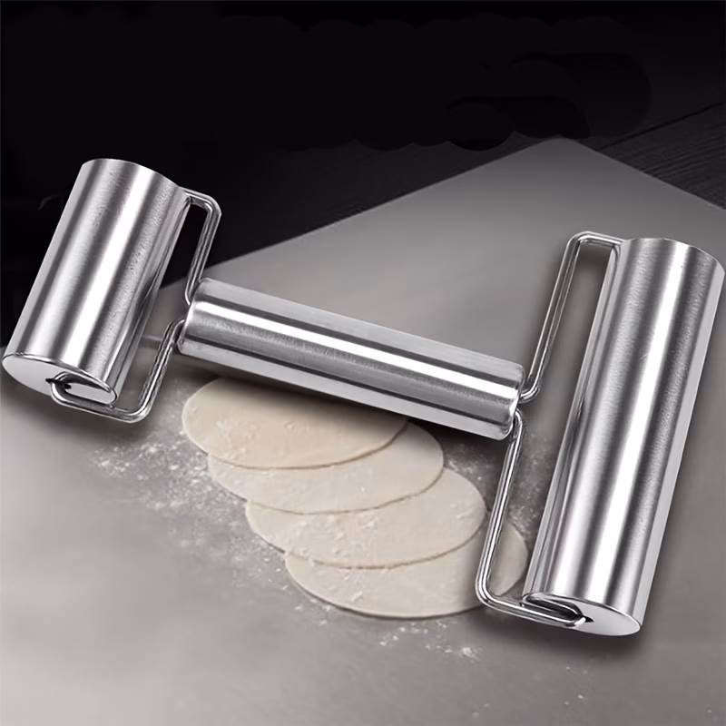 Stainless Steel Double Head Flour Stick Multi-Functional T-Rolling Pin Non-Stick Dumpling Skin Baking Dough Tool