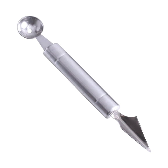 Stainless Steel Double-Headed Fruit Carving Tool - 2-in-1 Melon Baller & Watermelon Cutter for Professional Kitchen & Fruit Platters - 20cm Heavy Duty Scoop & Divider