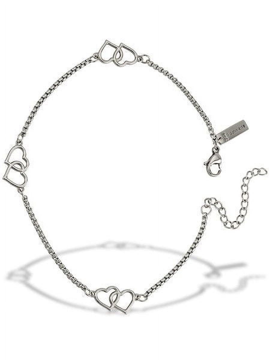 Stainless Steel Double Heart Anklet-1 John 4:19 by Shields of Strength