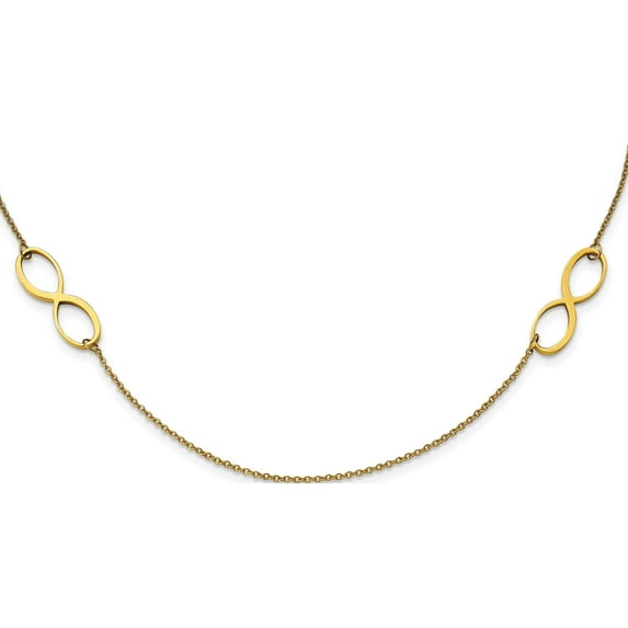 Stainless Steel Double Infinity Yellow IP-plated Polished Necklace