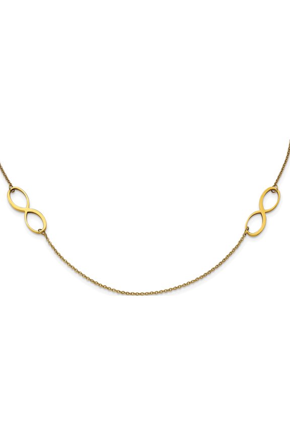 Stainless Steel Double Infinity Yellow IP-plated Polished Necklace