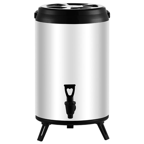 Stainless Steel Double Layer Beverage Dispenser Commercial Grade Bubble Teas Storage Container Hot Cold Drink Dispenser