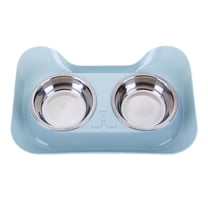 Stainless Steel Double Layer Pet Bowl Non- Dog Cat Feeder with Water Bowl 400ML for Small Medium Pets