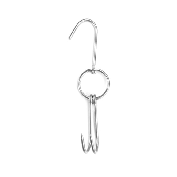 Stainless Steel Double Meat Hooks Roast Beef Turkey Bacon Shop Hanging Clasp BBQ Grill Hanger Cooking Tools